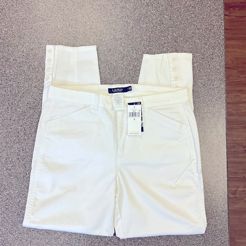 NWT Ralph Lauren White Twill Pants Size 8